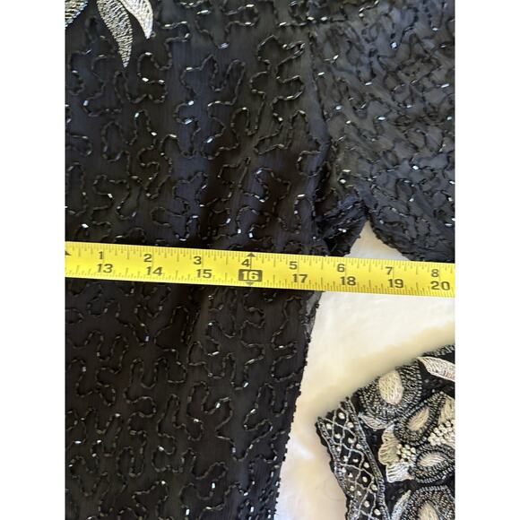 Vintage Kazar Women’s Large Beaded, Sequined, Embroidered Long Sleeve Top, Zip - Picture 5 of 16